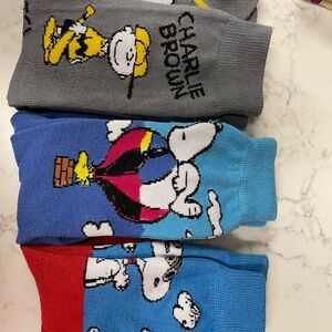 Gray and Blue Casual Socks with Cartoon Characters
